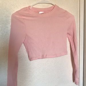 Baby Pink Long Sleeve Crop Top